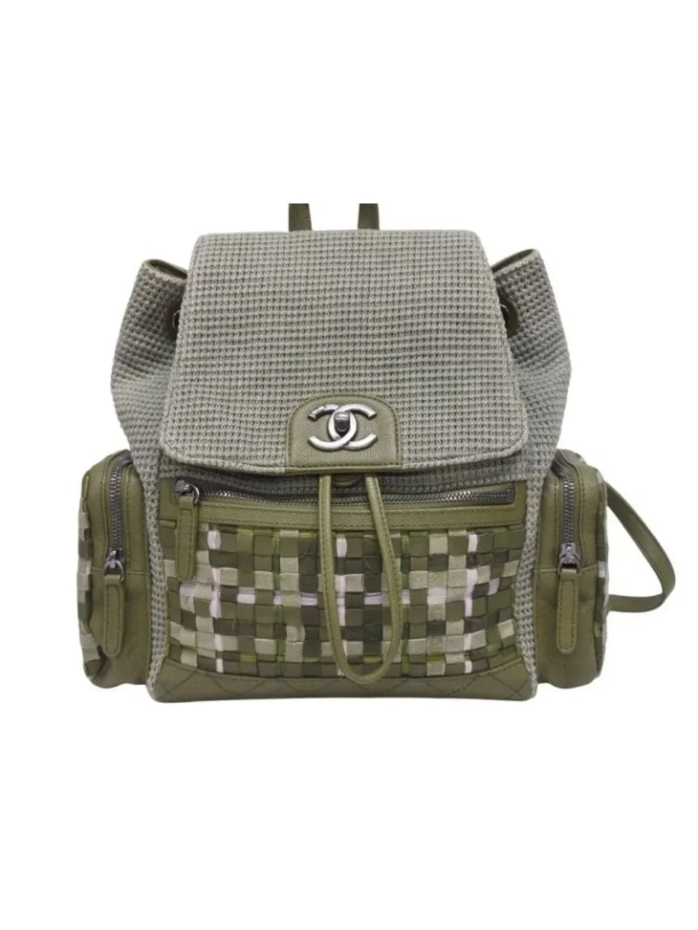 Chanel Backpack CC Logo Cuban Pocket Tweed Canvas Cruise Collection